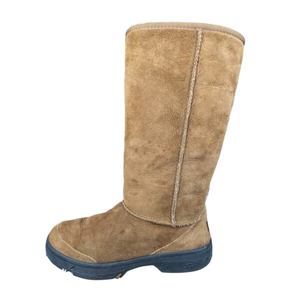 UGG Ultimate Tall Braid Brown Suede Shearling Lined Winter Boots Size US 7 - Picture 3 of 10